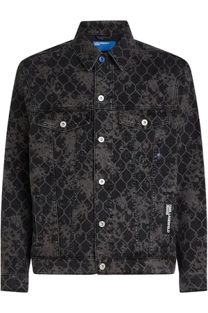Karl Lagerfeld Giacca denim con stampa grafica