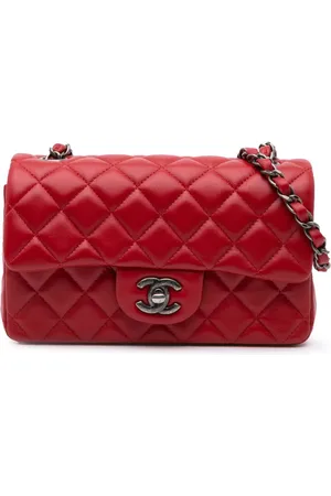 CHANEL Borsa a tracolla rettangolare Classic mini in pelle di agnello 2014
