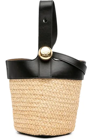Loewe Borsa a secchiello mini in rafia e pelle 2024