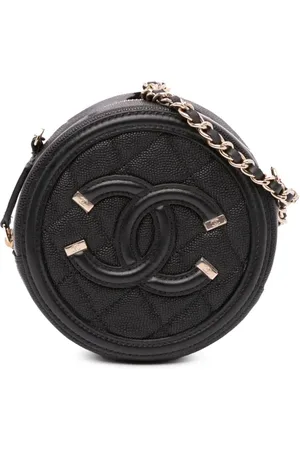 CHANEL Borsa a tracolla tonda CC Filigree in pelle Caviar 2019