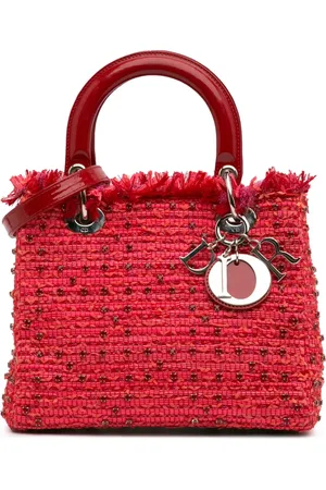 Dior Borsa a tracolla Lady Dior media in tweed con frange e strass 2012