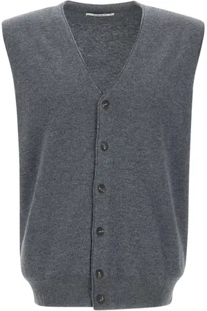 KANGRA CASHMERE Cardigan smanicato in lana