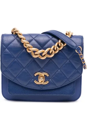 CHANEL Borsa a tracolla mini in pelle di vitello trapuntata e pelle Caviar effetto invecchiato con manico a catena 2019
