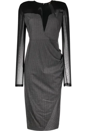 Twin-Set Abito midi con ruches gessato
