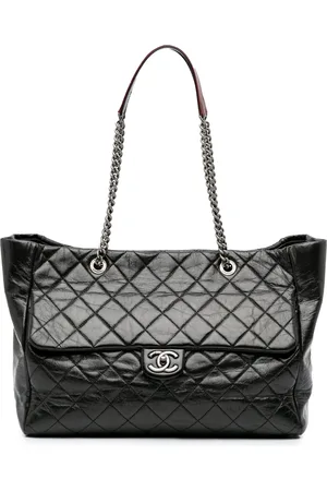 CHANEL Borsa tote Duo Color grande in pelle di vitello trapuntata lucida 2014