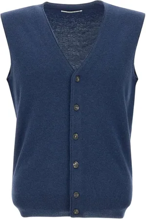 KANGRA CASHMERE Cardigan smanicato in lana