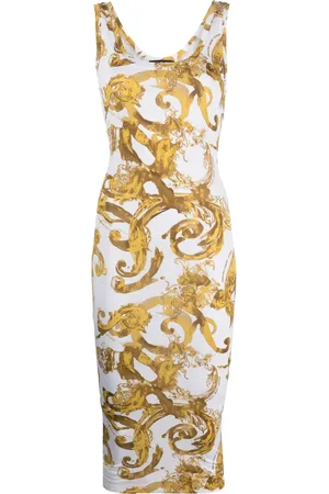 VERSACE Abito midi con stampa barocco