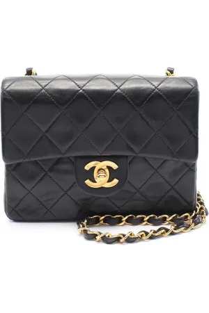 CHANEL Borsa a tracolla Classic squadrata mini in pelle di agnello con battente 1991-1994