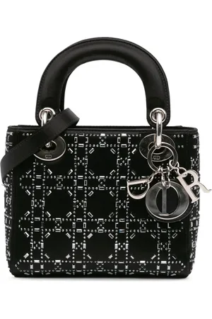 Dior Borsa a tracolla Lady Dior mini in raso e cristalli con motivo Cannage 2020