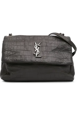 Saint Laurent Borsa a tracolla West Hollywood media in pelle di vitello goffrata con effetto coccodrillo e monogramma 2017