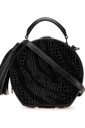 Saint Laurent Borsa a tracolla Mica Hatbox piccola in pelle goffrata effetto coccodrillo 2018