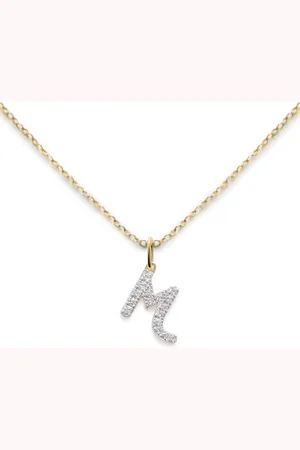 Monica Vinader Collana M in giallo 14kt con diamanti