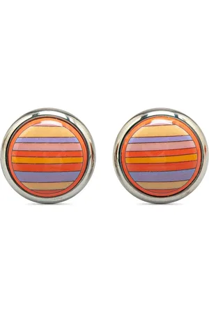 Hermès Orecchini a clip Cloisonne a righe con design smaltato XX secolo