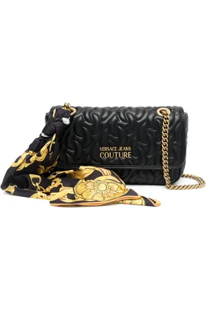 VERSACE Borsa a tracolla trapuntata con placca logo