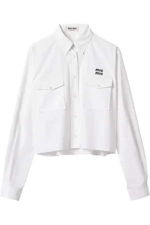 Miu Miu Camicia crop con ricamo