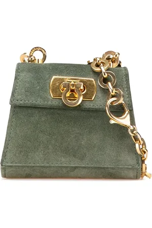 Salvatore Ferragamo Borsa a tracolla Gancini mini in pelle scamosciata con catena 2000-2024