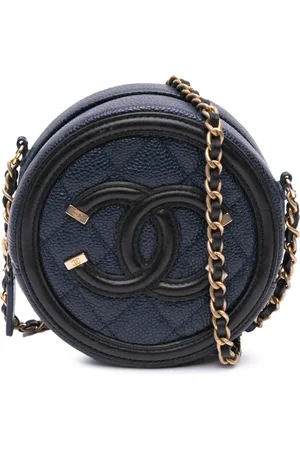 CHANEL Borsa a tracolla tonda CC Filigree in pelle Caviar 2019