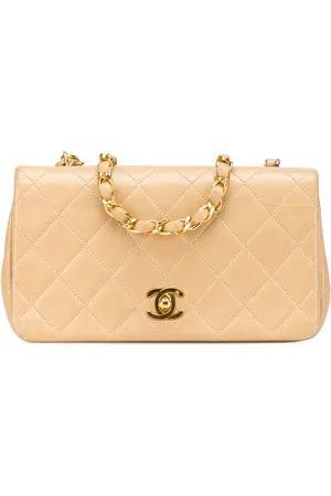 CHANEL Borsa a tracolla Mini CC rettangolare in pelle di agnello trapuntata con battente 1989-1991