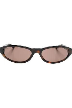 Balenciaga Occhiali da sole ovali con effetto tartarugato