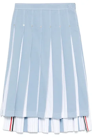 Thom Browne Gonna midi denim plissettata