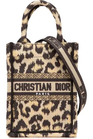 Dior Borsa tote Book Mizza verticale mini in tela leopardata con ricamo 2022