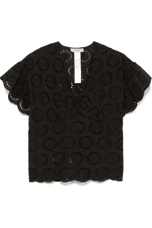 Twin-Set Blusa con maniche a palloncino in pizzo sangallo