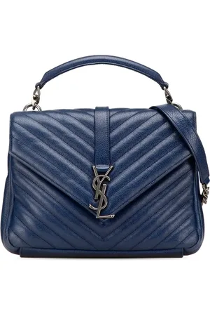 Saint Laurent Borsa a tracolla College media pelle di pecora con motivo chevron e monogramma in 2016