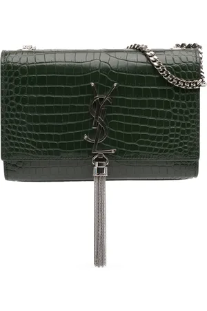 Saint Laurent Borsa a tracolla Kate media in pelle goffrata effetto coccodrillo con nappa 2018
