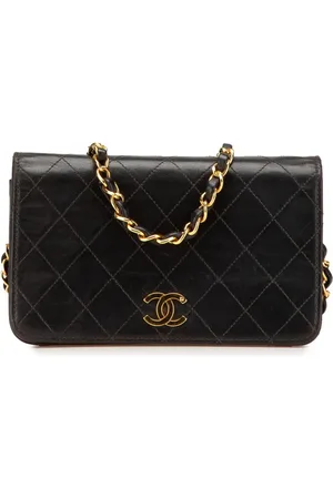 CHANEL Borsa a tracolla CC mini in pelle di agnello trapuntata con battente 1997-1999