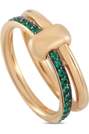 Pomellato Anello Together in giallo 18 carati con smeraldi