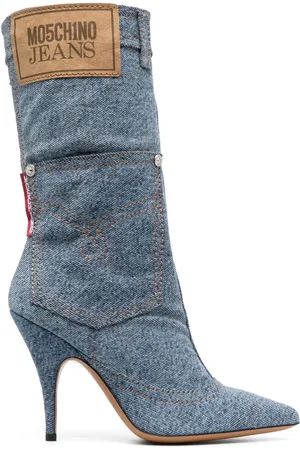Moschino Stivali denim con applicazione