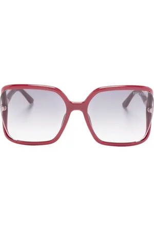 Tom Ford Occhiali da sole oversize con effetto tartarugato