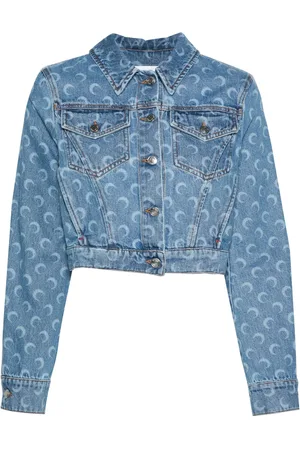 Marine Serre Giacca denim con stampa Crescent-Moon