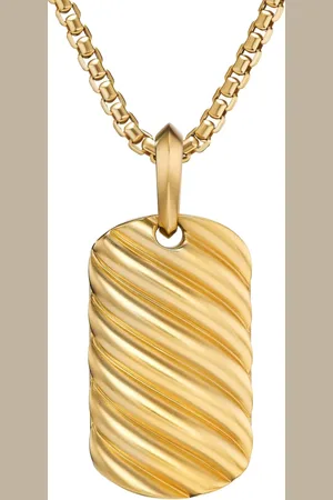 David Yurman Ciondolo Sculpted Cable Tag in giallo 18kt