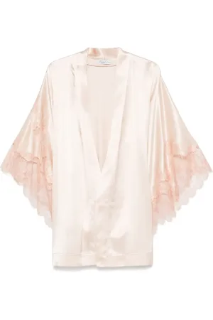 CARINE GILSON Vestaglia in seta con pizzo Caudry