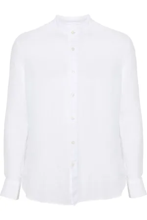 120% Lino Camicia con colletto alla coreana