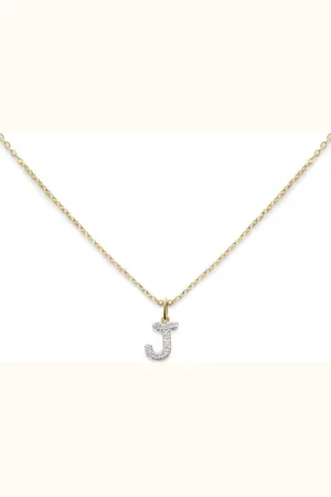 Monica Vinader Collana J in giallo 14kt con diamanti