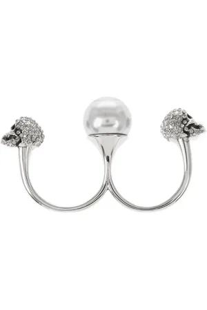 Alexander McQueen Anello doppio con teschi