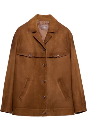 Prada Giacca-camicia in pelle scamosciata