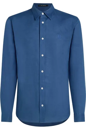 Karl Lagerfeld Camicia in lino con ricamo