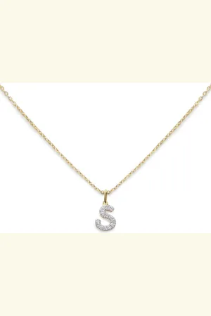 Monica Vinader Collana con pendente S in giallo 14kt e diamanti