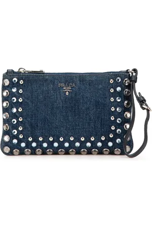 Prada Pouch Borchie in denim con cinturino da polso 2000-2024