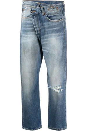 R13 Jeans crop con effetto schiarito