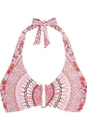 TEMPERLEY LONDON Top bikini Pomegranate con stampa e scollo all