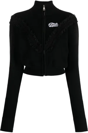 Alessandra Rich Cardigan crop con applicazione in pizzo