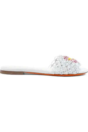 santoni Sandali slides in pelle con design intrecciato