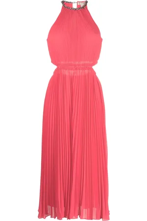 Michael Kors Abito midi plissettato con scollo all