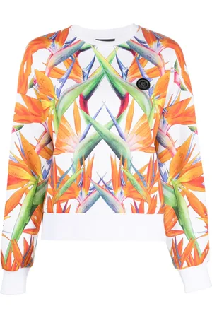 Philipp Plein Felpa a fiori crop