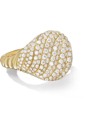 David Yurman Anello Sculpted Cable in giallo 18kt con diamanti