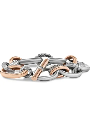 David Yurman Bracciale a catena Mercer in oro rosa 18 carati con diamanti